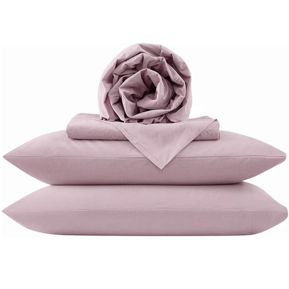 Frye Dusted Denim Extra Comfort Blend 4 Piece Queen Sheet Set - Soft Pink